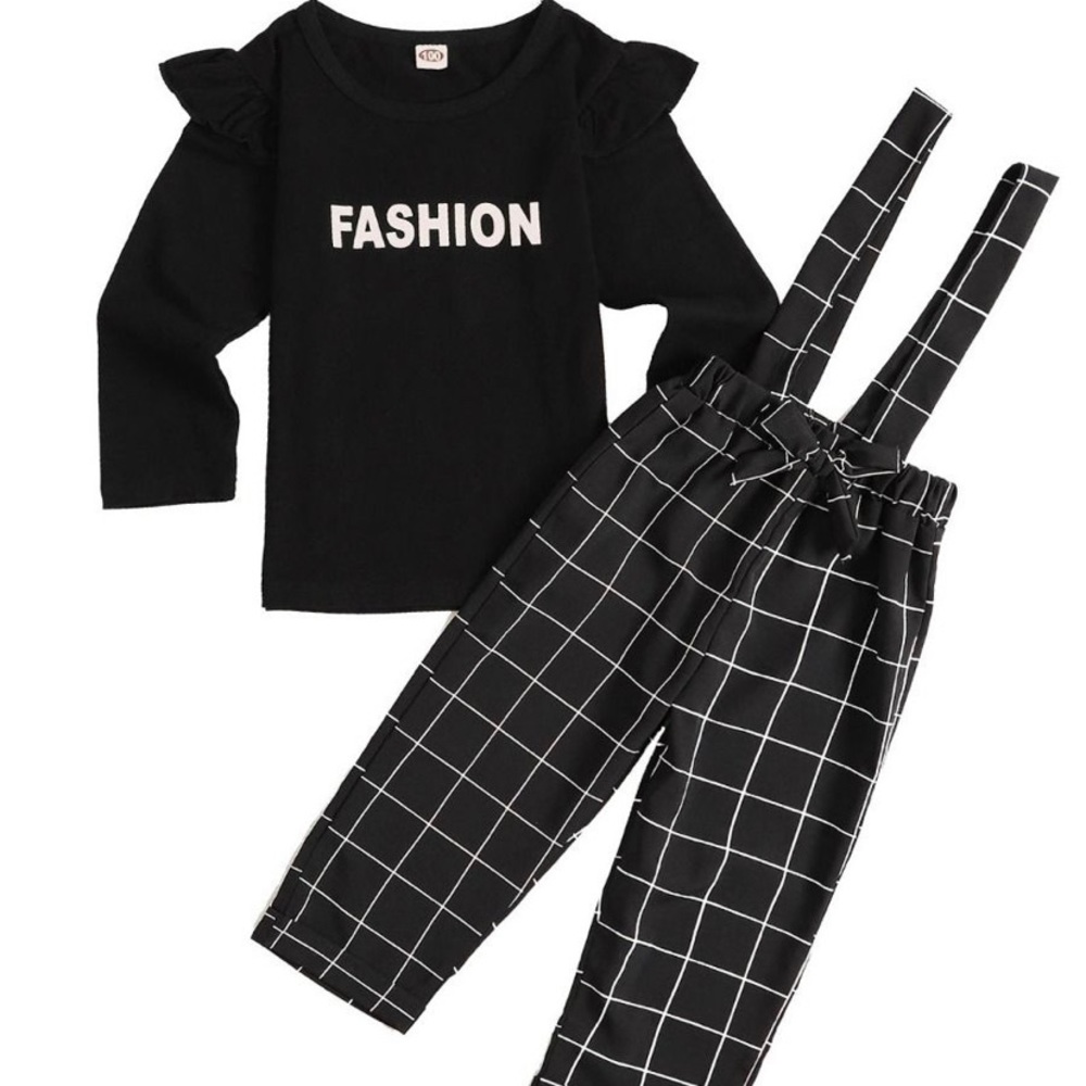 Boutique Girls High Fashion Suspender Pant Set
